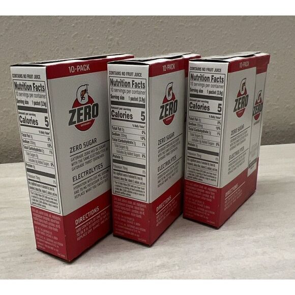 Gatorade Zero Fruit Punch Singles Drink Mix 3 Pack 10 Each Total 30 Packs - Picture 5 of 7
